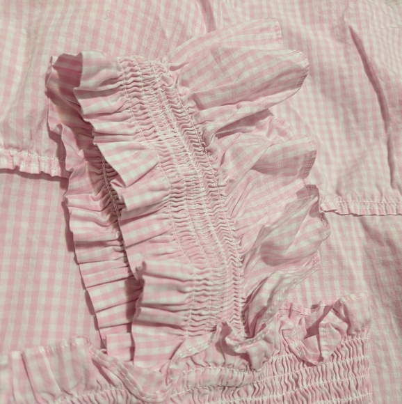 Hill House Ellie Nap Dress Medium Pink Gingham Tiered Midi Smocked Flutter - Picture 9 of 10